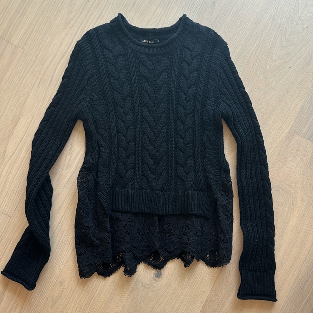 Black cable knit sweater
